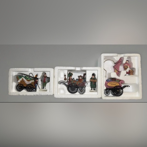 Department 56 Other - Department 56 Lot Of 3 Chelsea Market Monger Cart Mistletoe Curiosities Flower